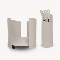 ALYCAD Modern Fireplace Accessory Set by Limac Design, Steel & Leather