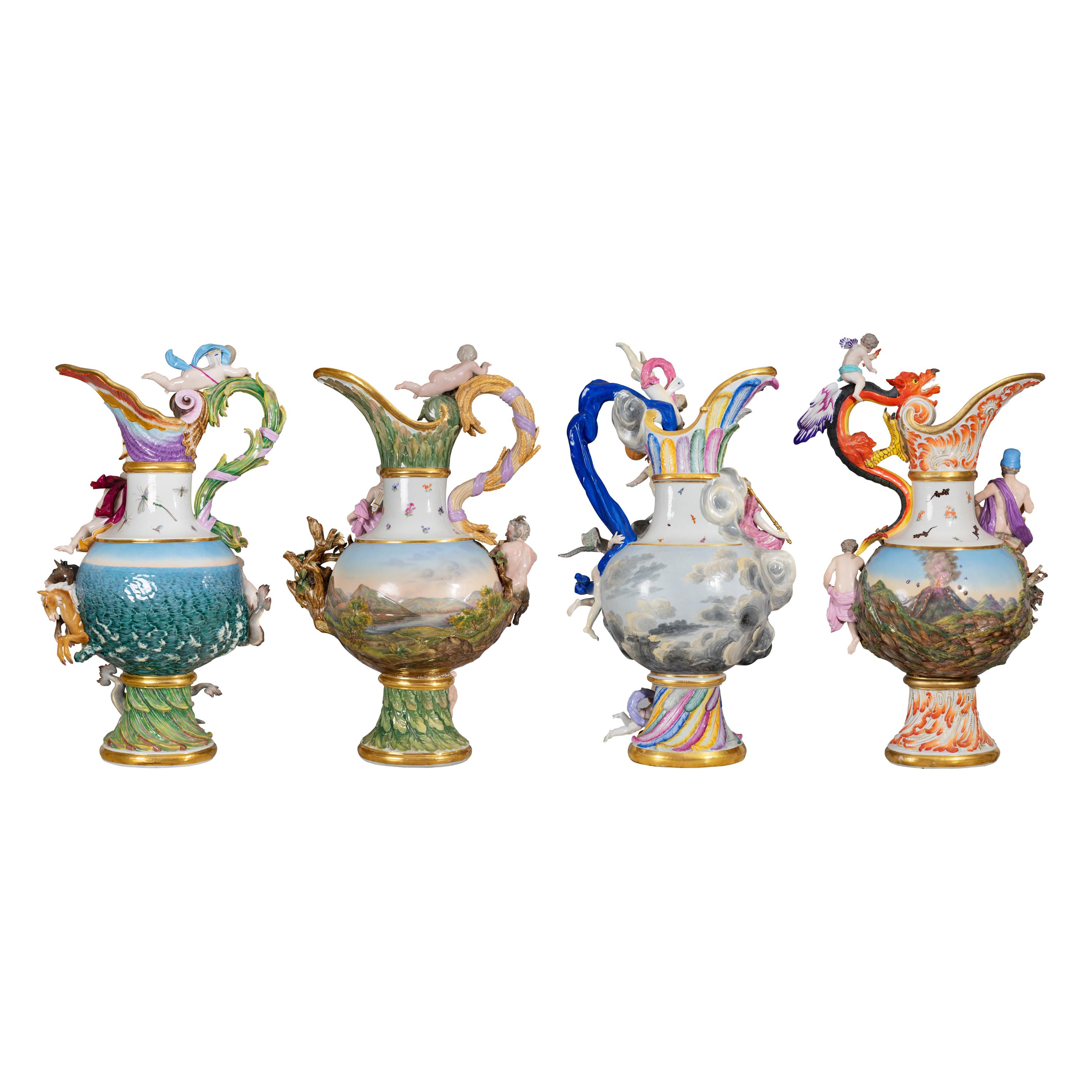 Complete Set of Four Meissen Elements Ewers For Sale 13