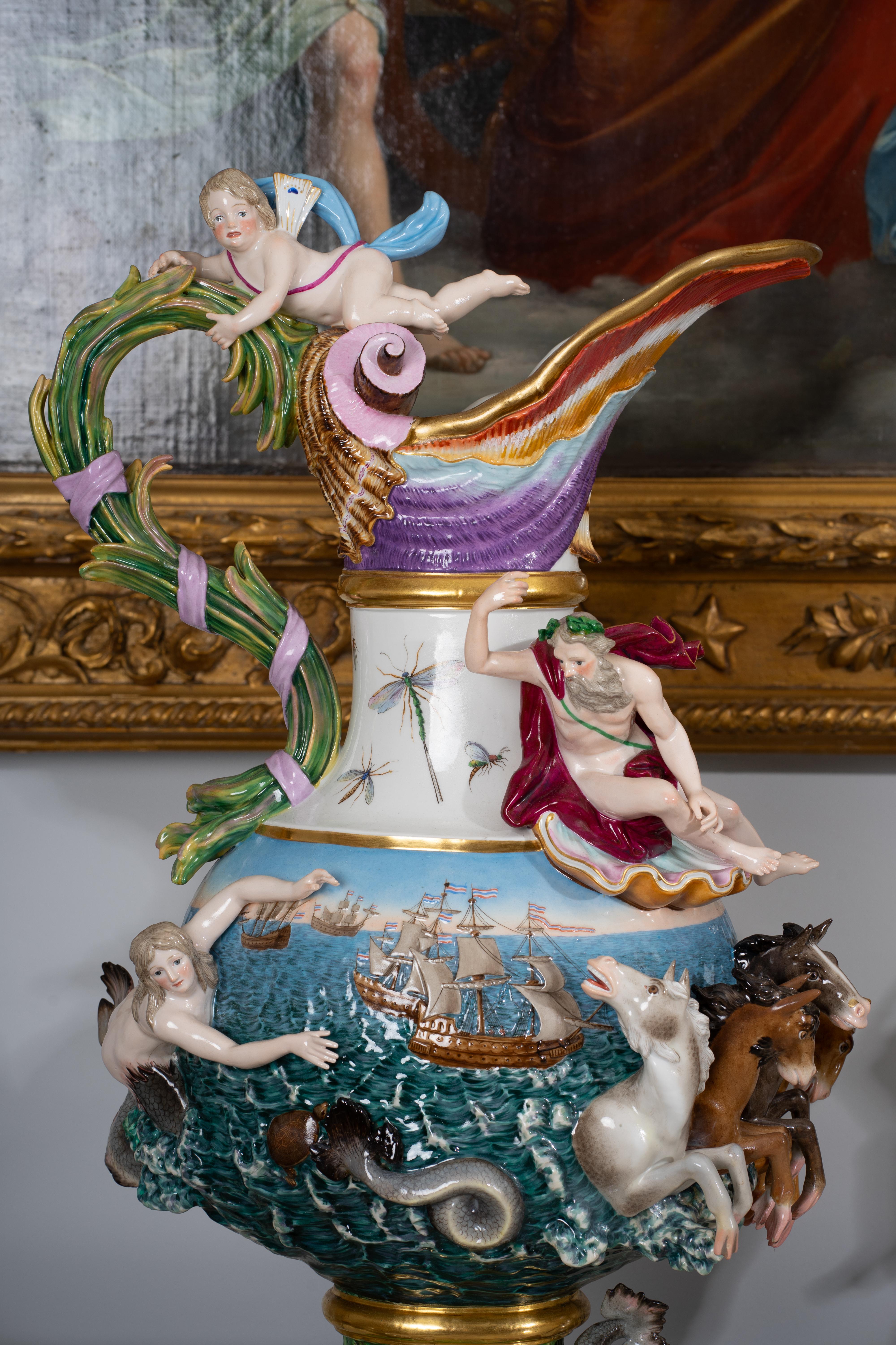 German Complete Set of Four Meissen Elements Ewers For Sale