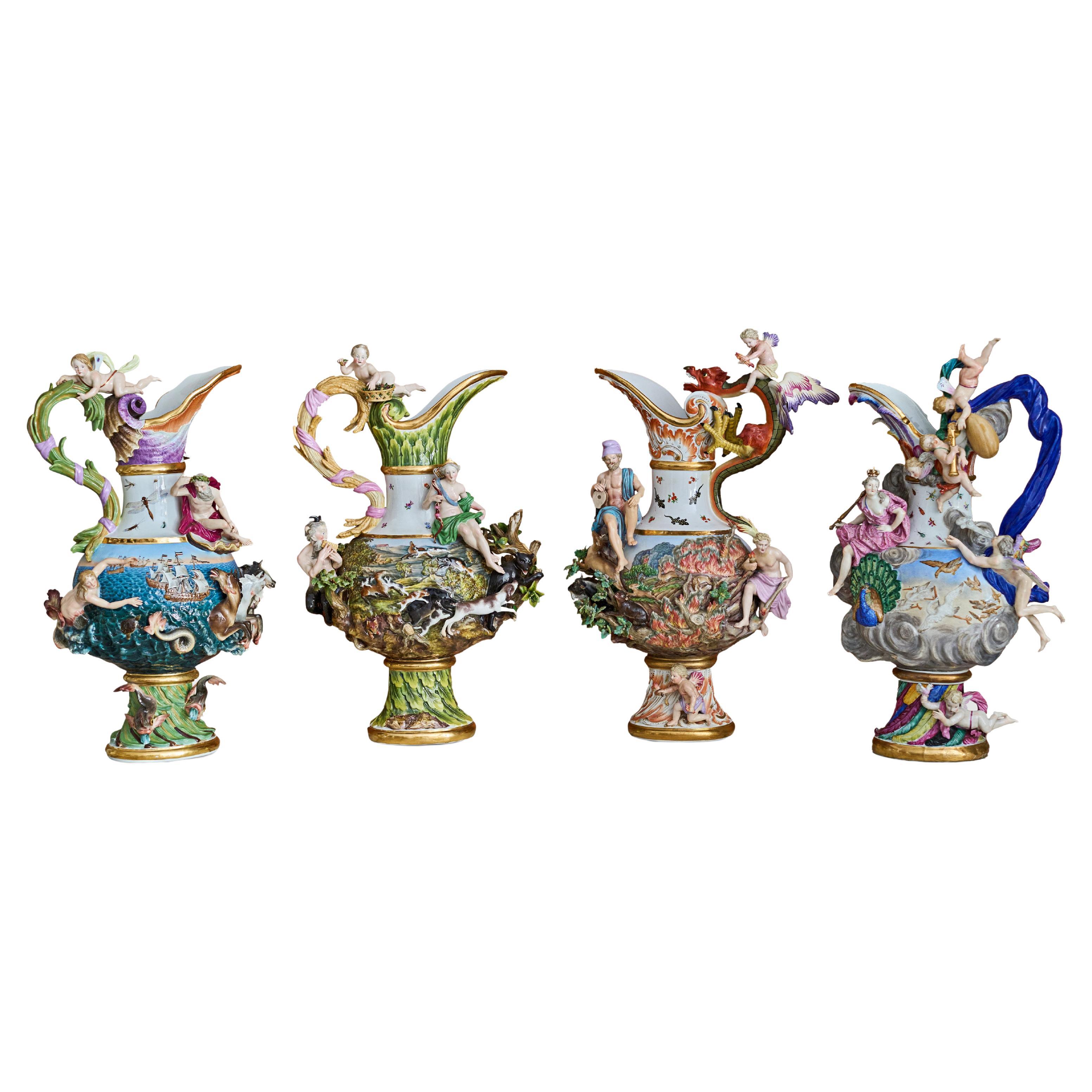 Complete Set of Four Meissen Elements Ewers