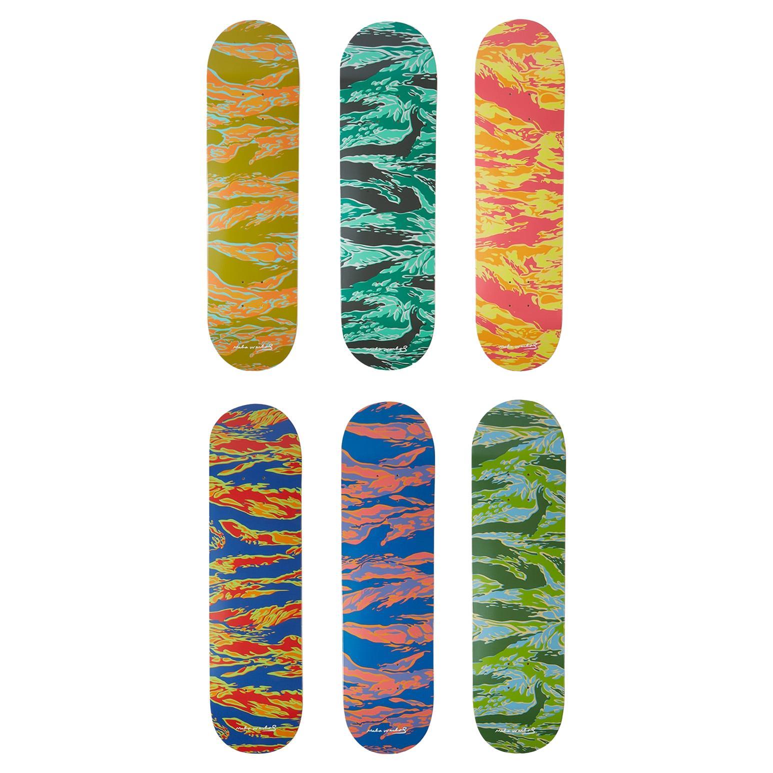 Complete Set of Maharishi x Andy Warhol Maha Warhol Tigerskins Skate Decks For Sale