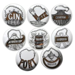 Complete Set of Piero Fornasetti 'Vini e Liquori' Porcelain Coasters