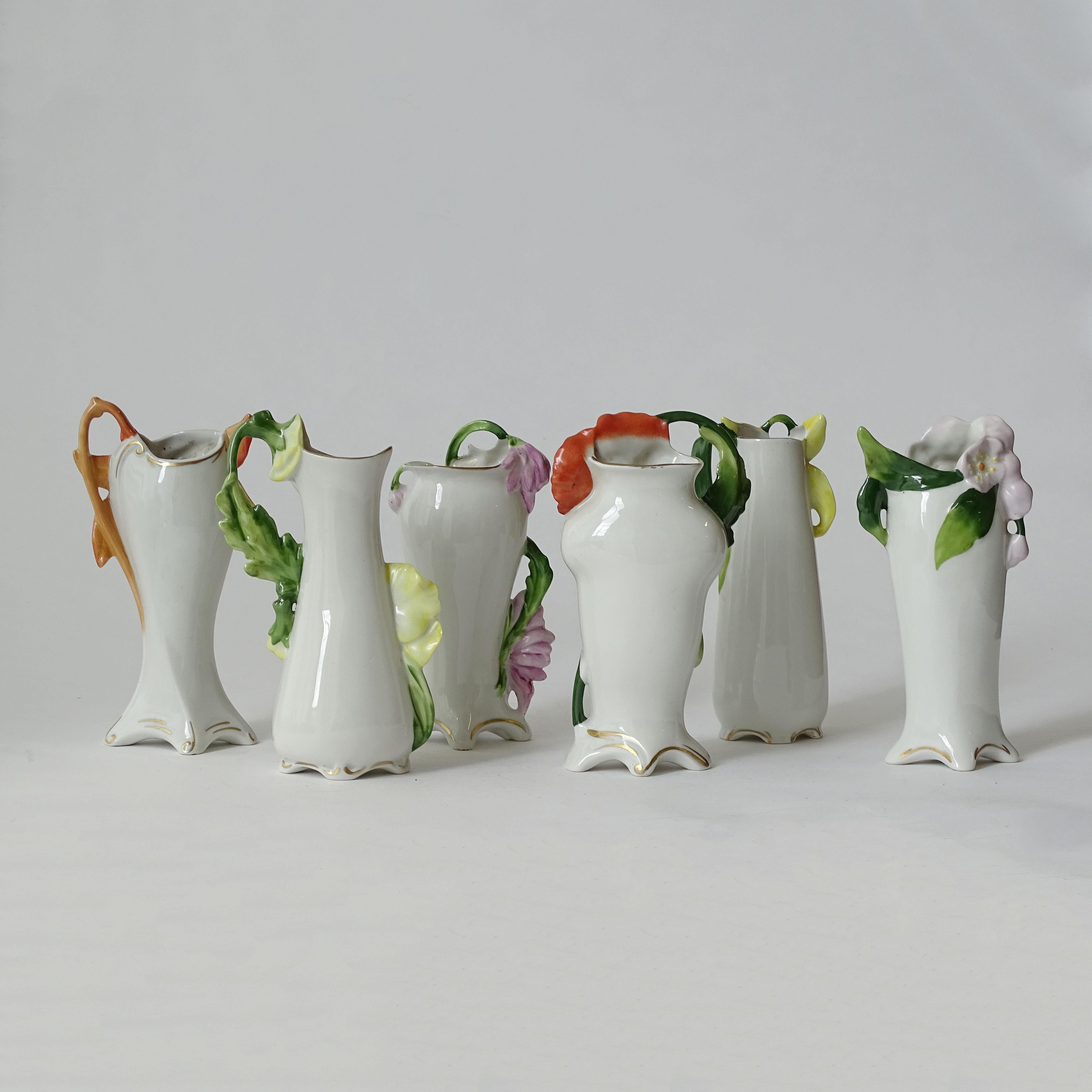 German Complete Set of Six Different Flowers Soli-Flor Vases by Scheibe - Alsbach