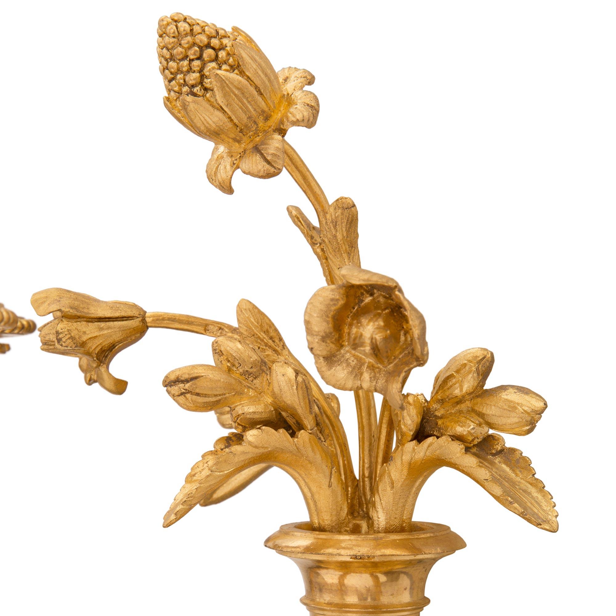 Complete Set of Six French 19th Century Louis XVI St. Ormolu Sconces For Sale 2