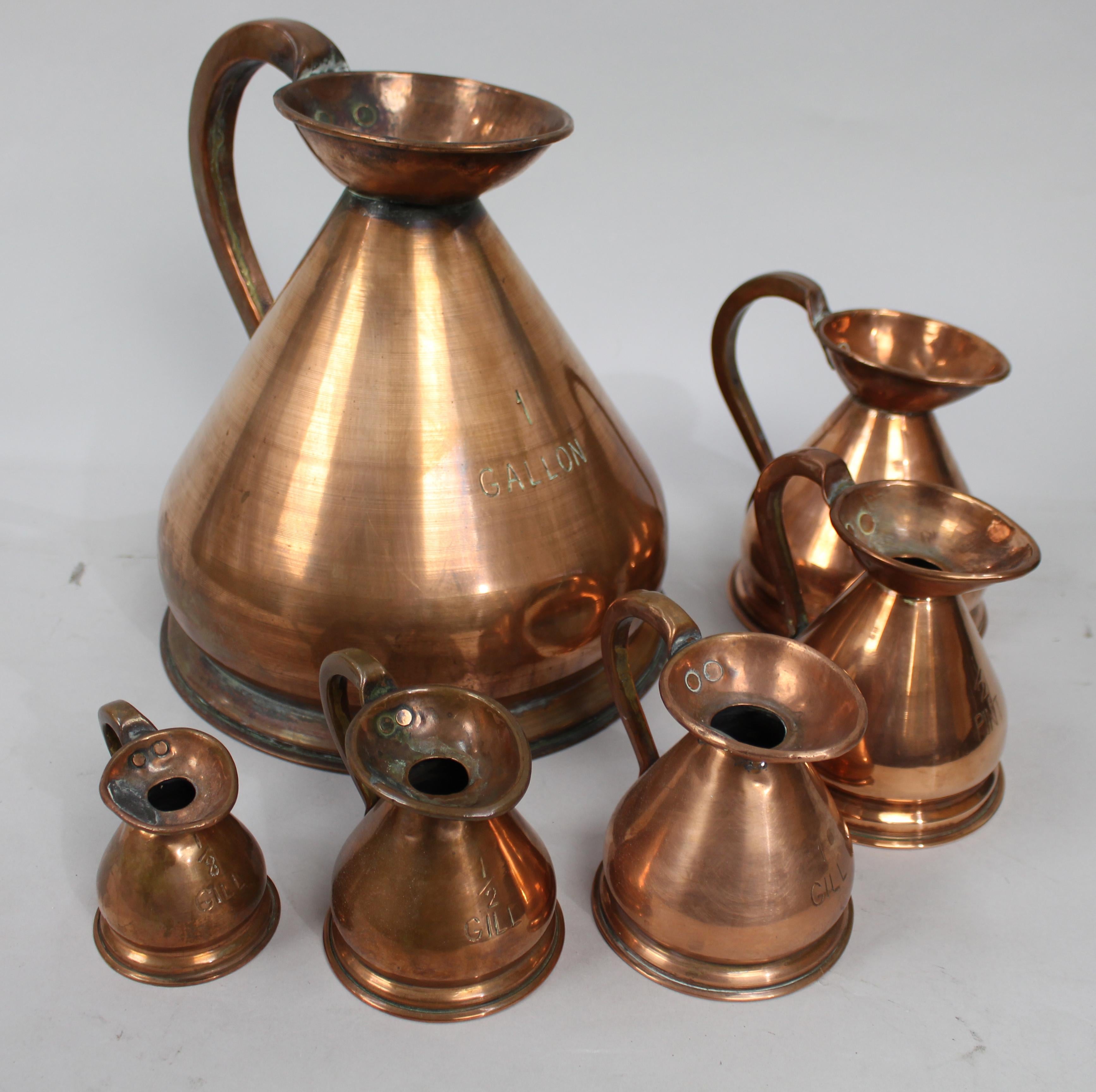 Complete Set of Six Graduated Copper Haystack Measures, English, Early Victorian
An exceptional and complete set of six antique graduated copper haystack measures, dating to the early Victorian period, circa 1830–1860. These traditional English