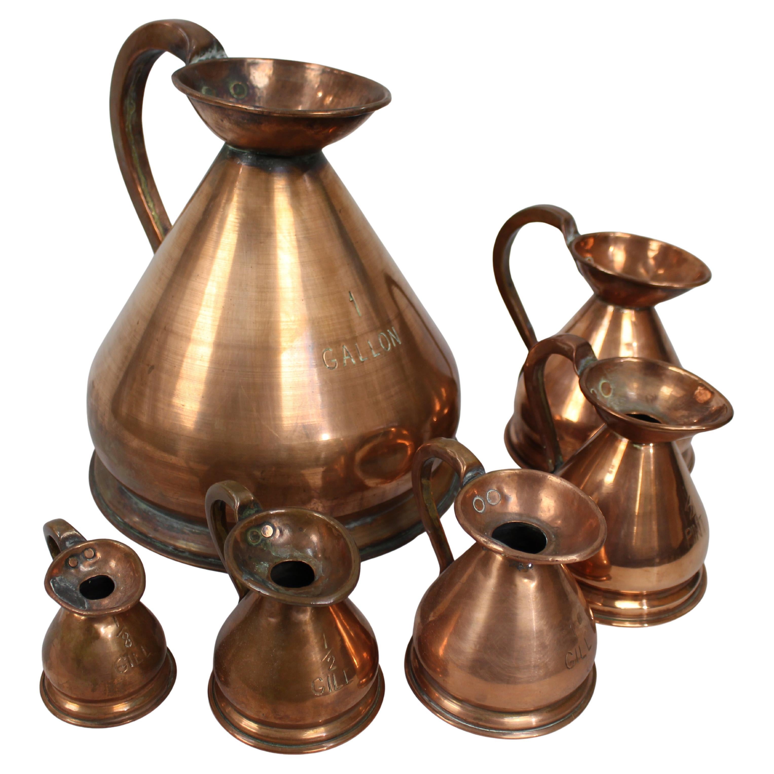 Complete Set of Six Graduated Copper Haystack Measures, English, Early Victorian