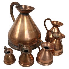 Complete Set of Six Graduated Copper Haystack Measures, English, Early Victorian