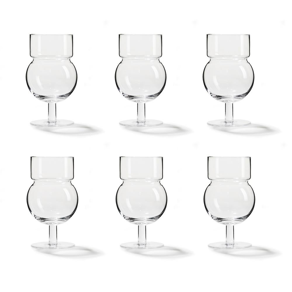 Contemporary Complete Set of Thirty-Six Joe Colombo 'Sferico' Glass Tableware by Karakter