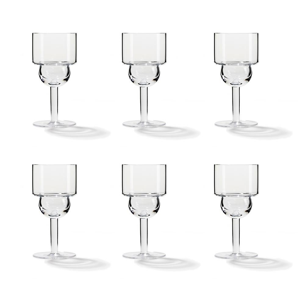 Contemporary Complete Set of Thirty-Six Joe Colombo 'Sferico' Glass Tableware by Karakter For Sale
