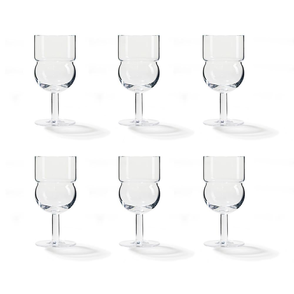 Contemporary Complete Set of Thirty-Six Joe Colombo 'Sferico' Glass Tableware by Karakter