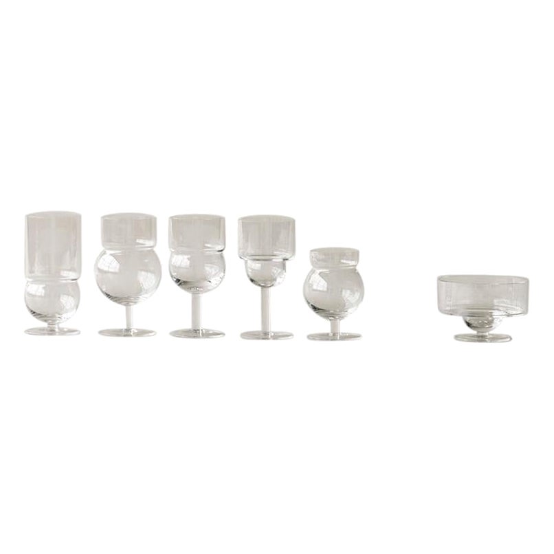 Ensemble complet de trente-six couverts de table en verre 'Sferico' de Joe Colombo par Karakter