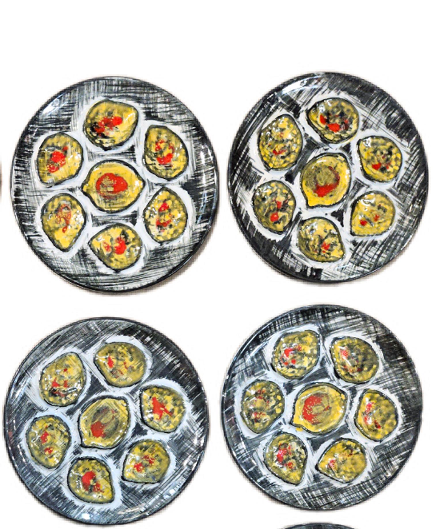 Kompletter Satz von zwölf handbemalten Austerntellern aus MBFA-Porzellan im Angebot 4