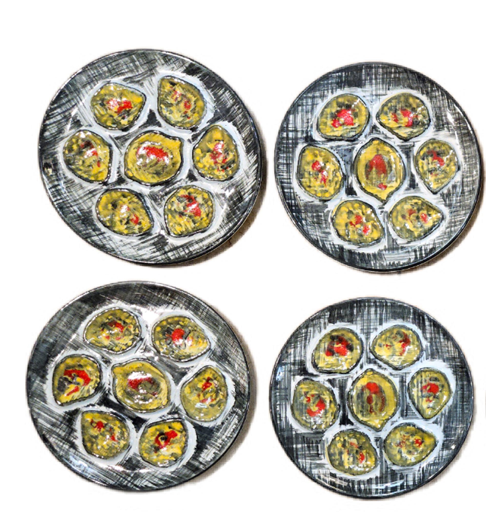 Kompletter Satz von zwölf handbemalten Austerntellern aus MBFA-Porzellan im Angebot 3