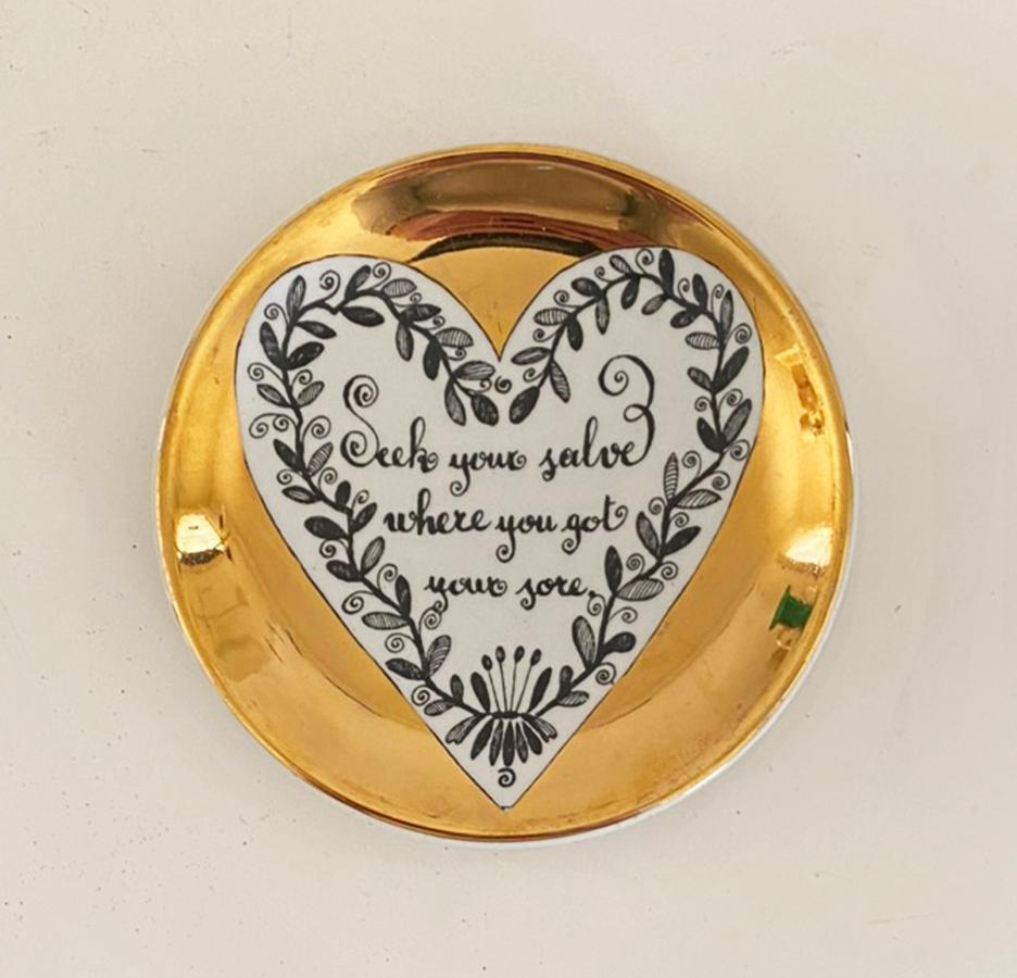 Complete set of Vintage Piero Fornasetti Love Coasters in Original Box For Sale 4
