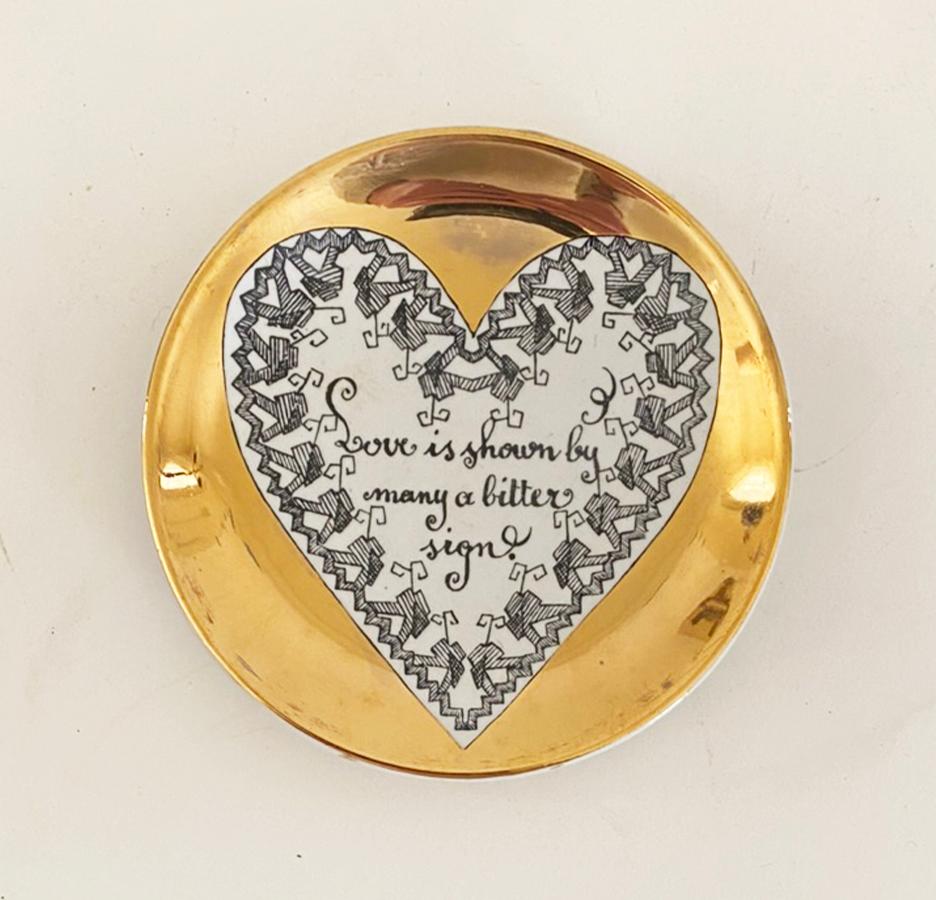 Complete set of Vintage Piero Fornasetti Love Coasters in Original Box For Sale 5
