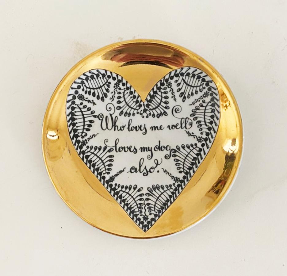 Complete set of Vintage Piero Fornasetti Love Coasters in Original Box For Sale 6
