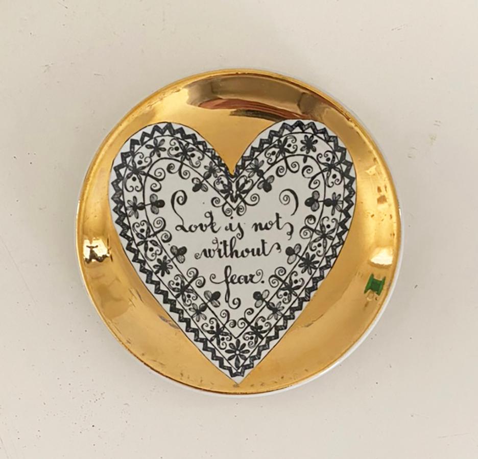 Complete set of Vintage Piero Fornasetti Love Coasters in Original Box For Sale 7
