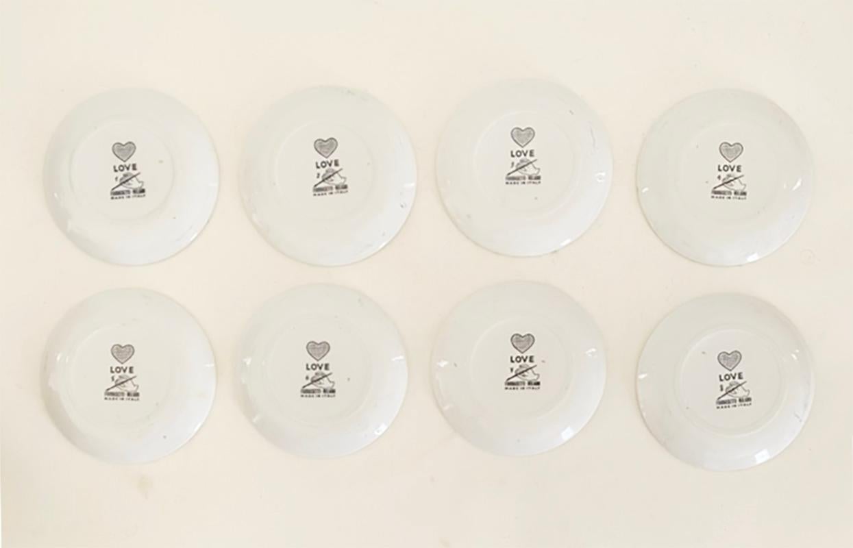 Complete set of Vintage Piero Fornasetti Love Coasters in Original Box For Sale 8