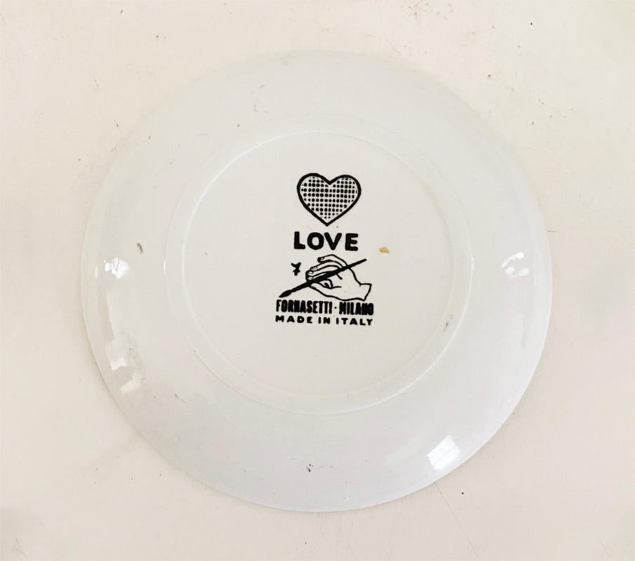 Complete set of Vintage Piero Fornasetti Love Coasters in Original Box For Sale 9