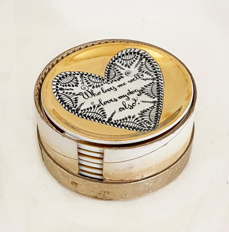 Complete set of Vintage Piero Fornasetti Love Coasters in Original Box In Good Condition For Sale In Minneapolis, MN