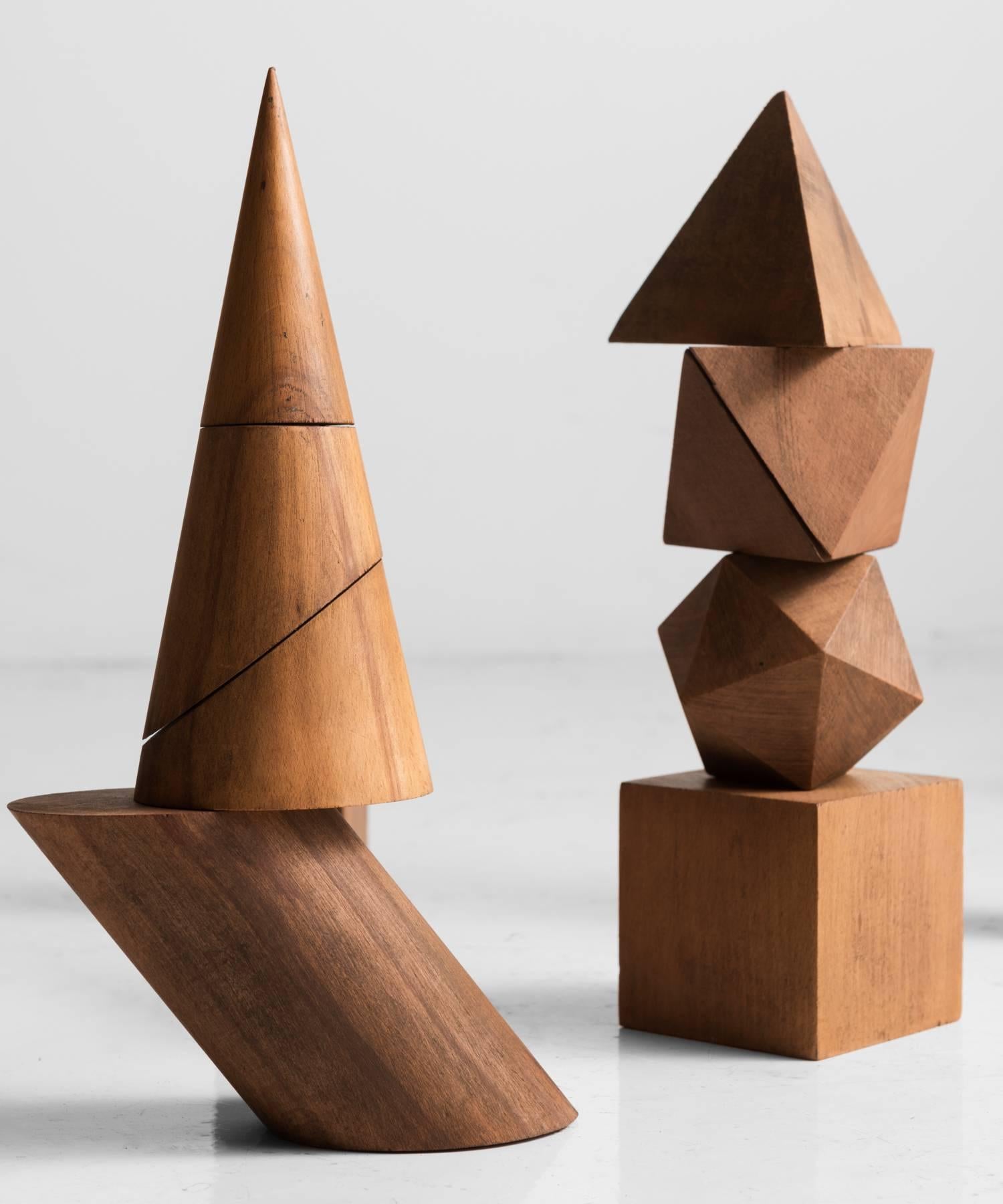 Italian Complete Set of Wooden Geometric Forms, circa 1957