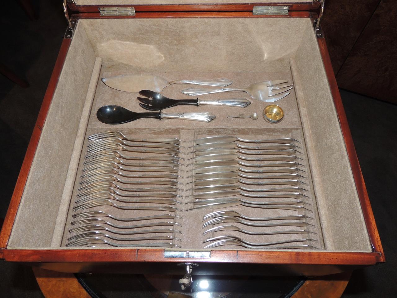 German Complete Silverware Set by WMF in Art Deco Box For Sale