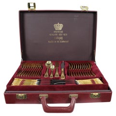 Complete Vintage German Gold-Plated Flatware Service for 12 by Solingen, c.1970s