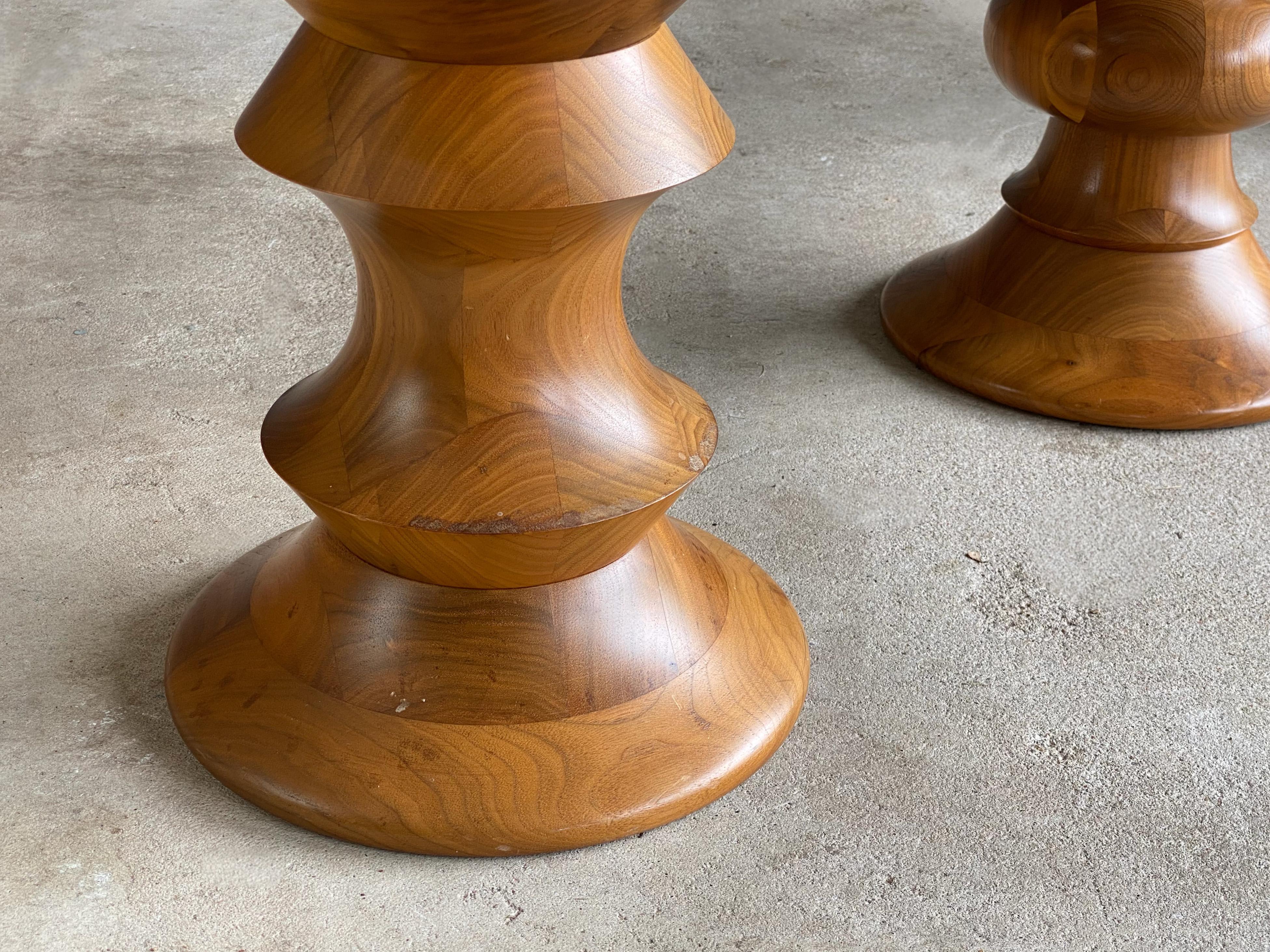 Complete Vintage Set of Eames Time Life Stools 'ABC' in Walnut In Good Condition In Round Rock, TX