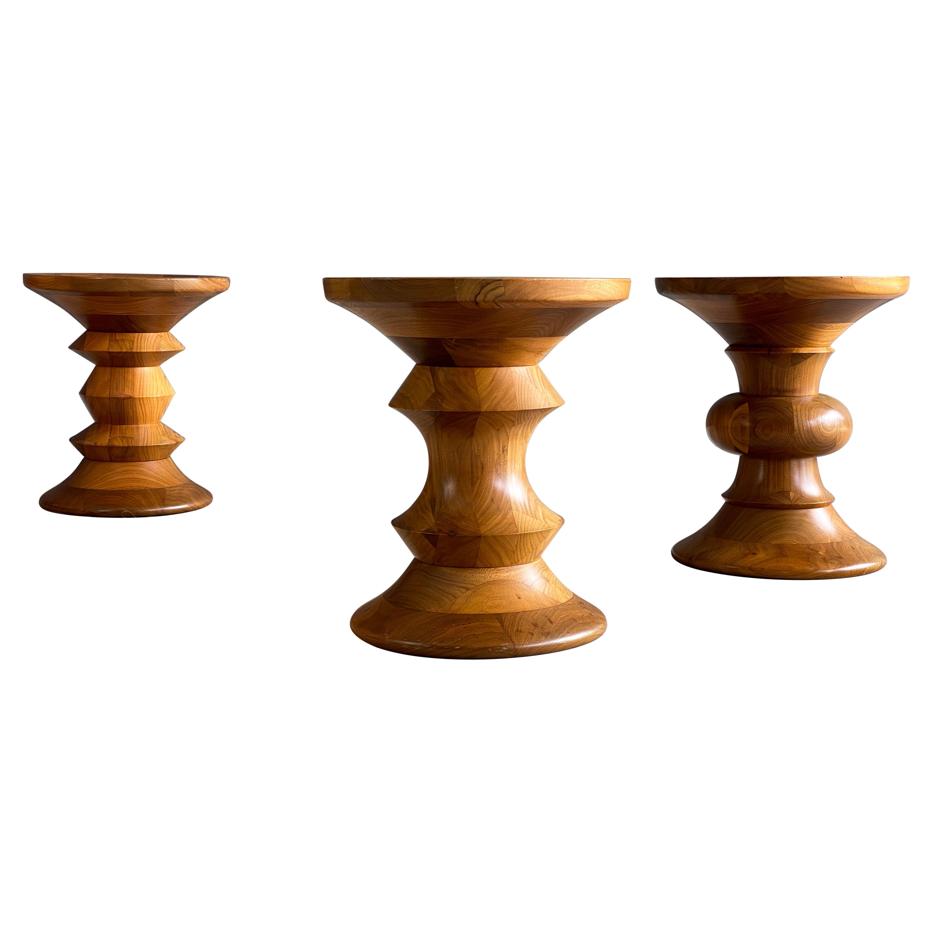 Complete Vintage Set of Eames Time Life Stools 'ABC' in Walnut