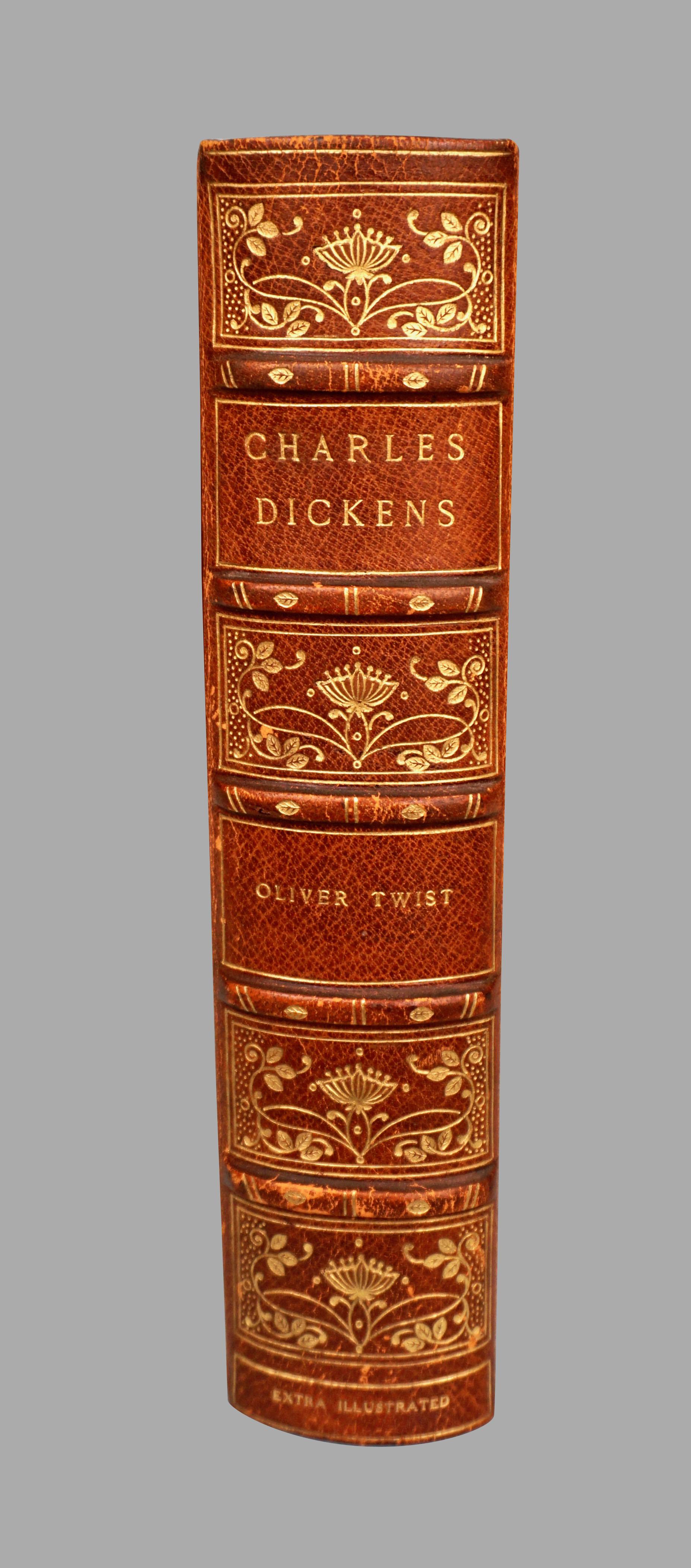 British Complete Works of Dickens Autograph Edition in 30 Gilt-Tooled Leather Volumes