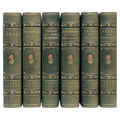 Complete Works Of Jane Austen - STEVENTON EDITION - 6 vols - 1882 - FULL LEATHER
