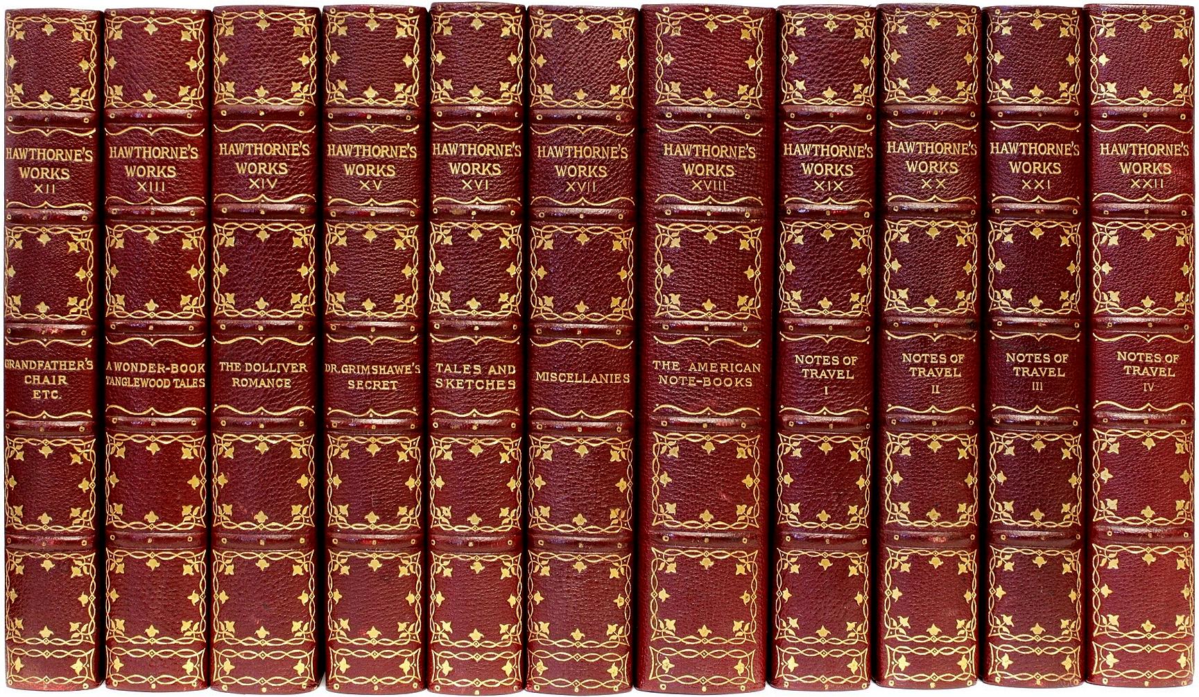 Author: Hawthorne, Nathaniel. 

Title: The Complete Works of Nathaniel Hawthorne.

Publisher: Boston: Houghton, Mifflin & Co., 1900.

Description: The Old Manse Edition. 22 vols., 7-3/4