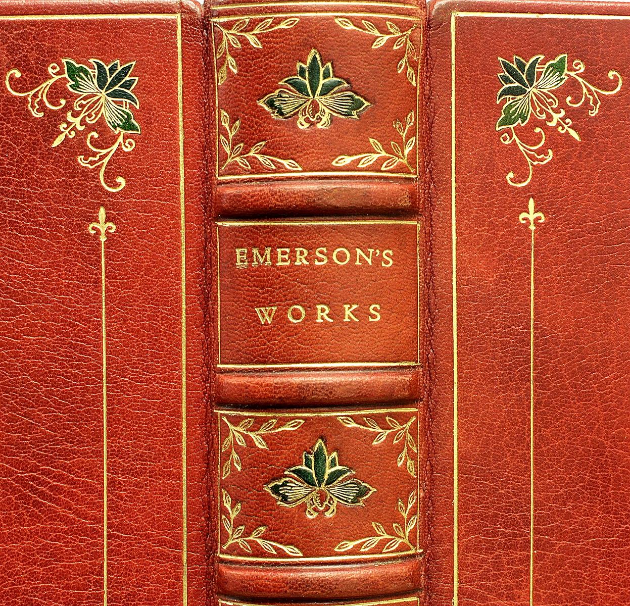 American Complete Works of Ralph Waldo Emerson, 14 Vols, in a Fine Full Leather Binding!