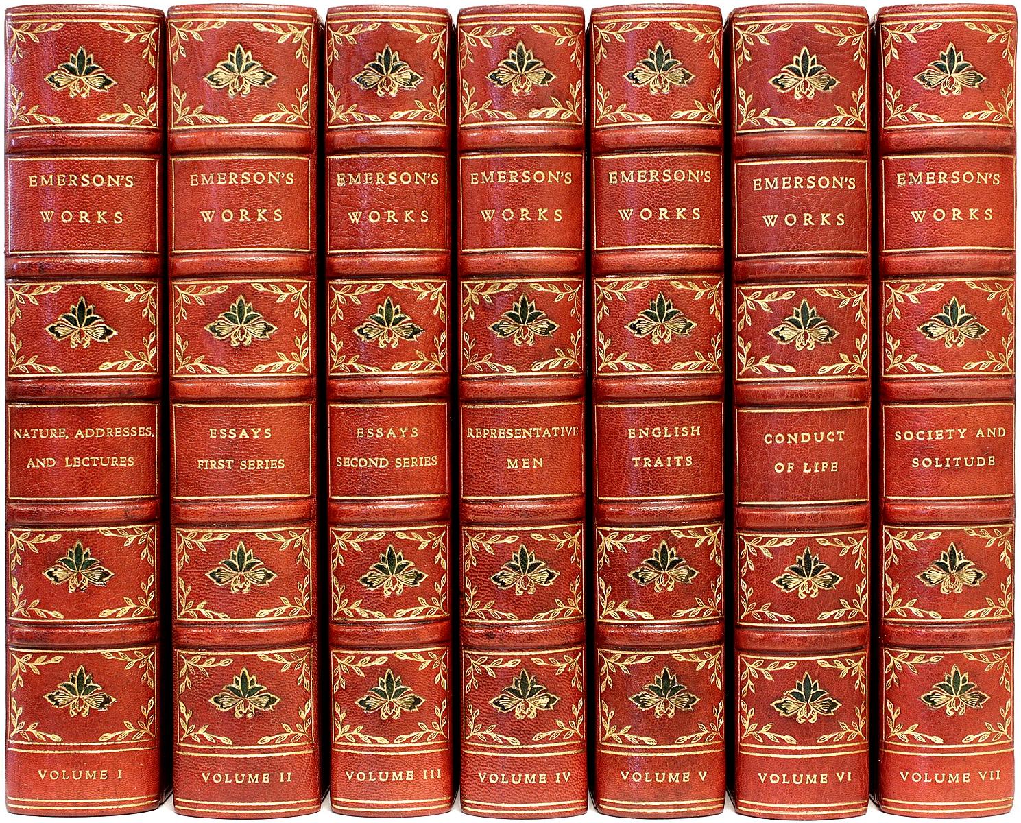 Complete Works of Ralph Waldo Emerson, 14 Vols, in a Fine Full Leather Binding! 1