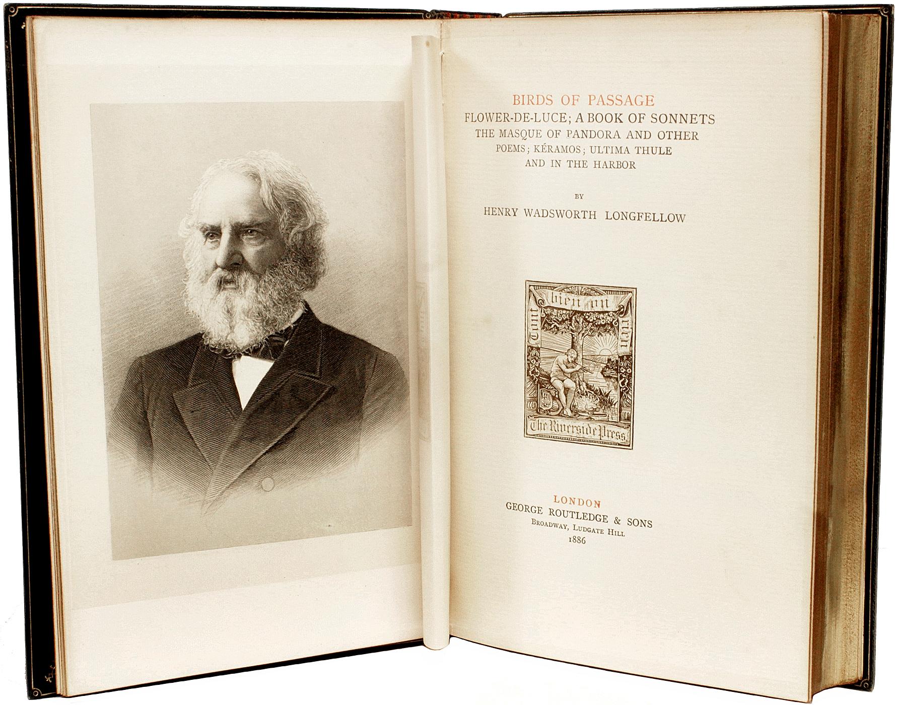 AUTHOR: LONGFELLOW, Henry Wadsworth. 

TITLE: The Complete Writings of Henry Wadsworth Longfellow, with Biographical and Critical Notes.

PUBLISHER: London: George Routledge & Sons, 1886.

DESCRIPTION: LARGE PAPER EDITION. 11 vols., 8-3/4