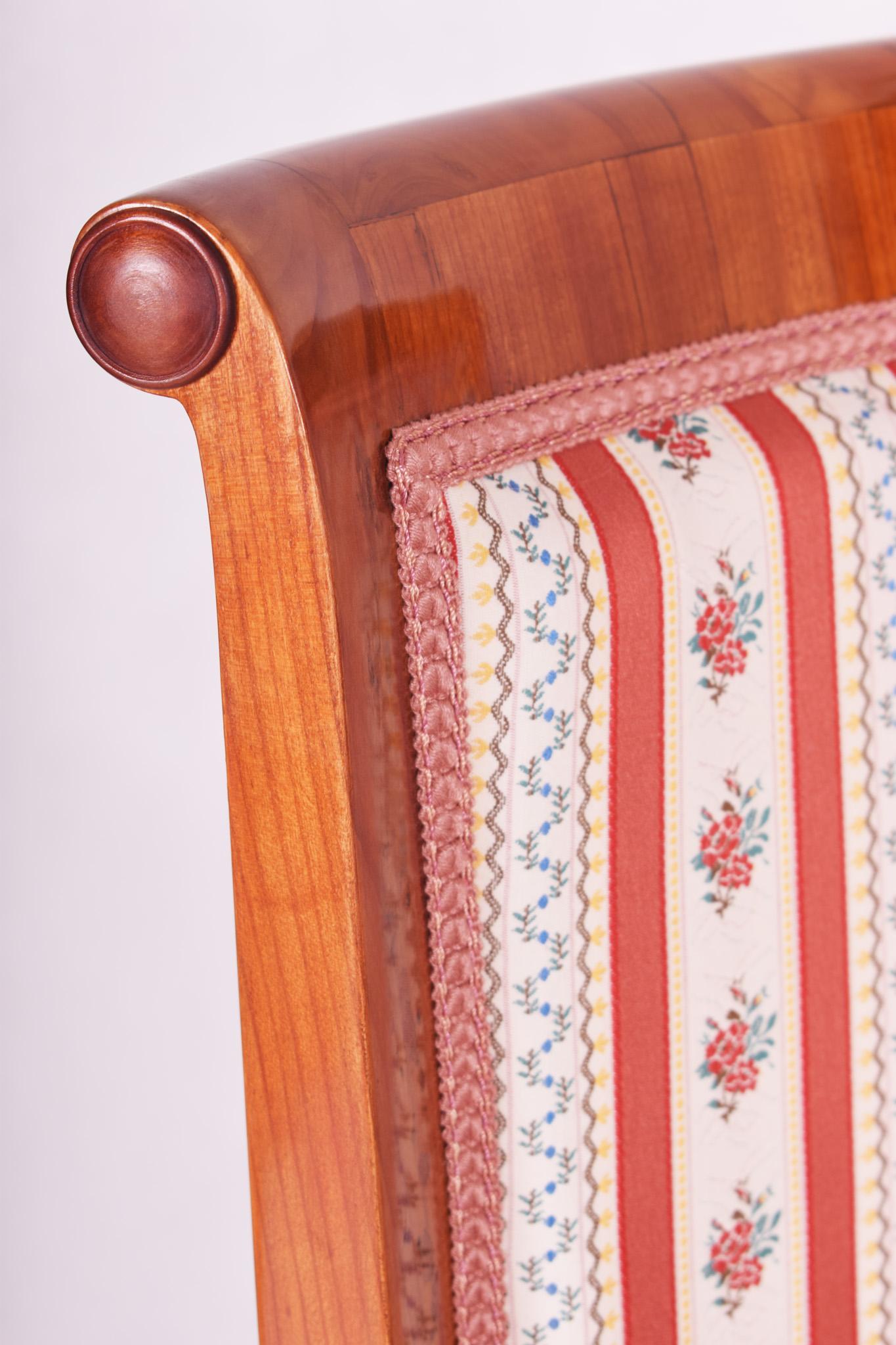 Fabric Completely Restored Biedermeier Cherry-Tree Armchair from Austria, Wien