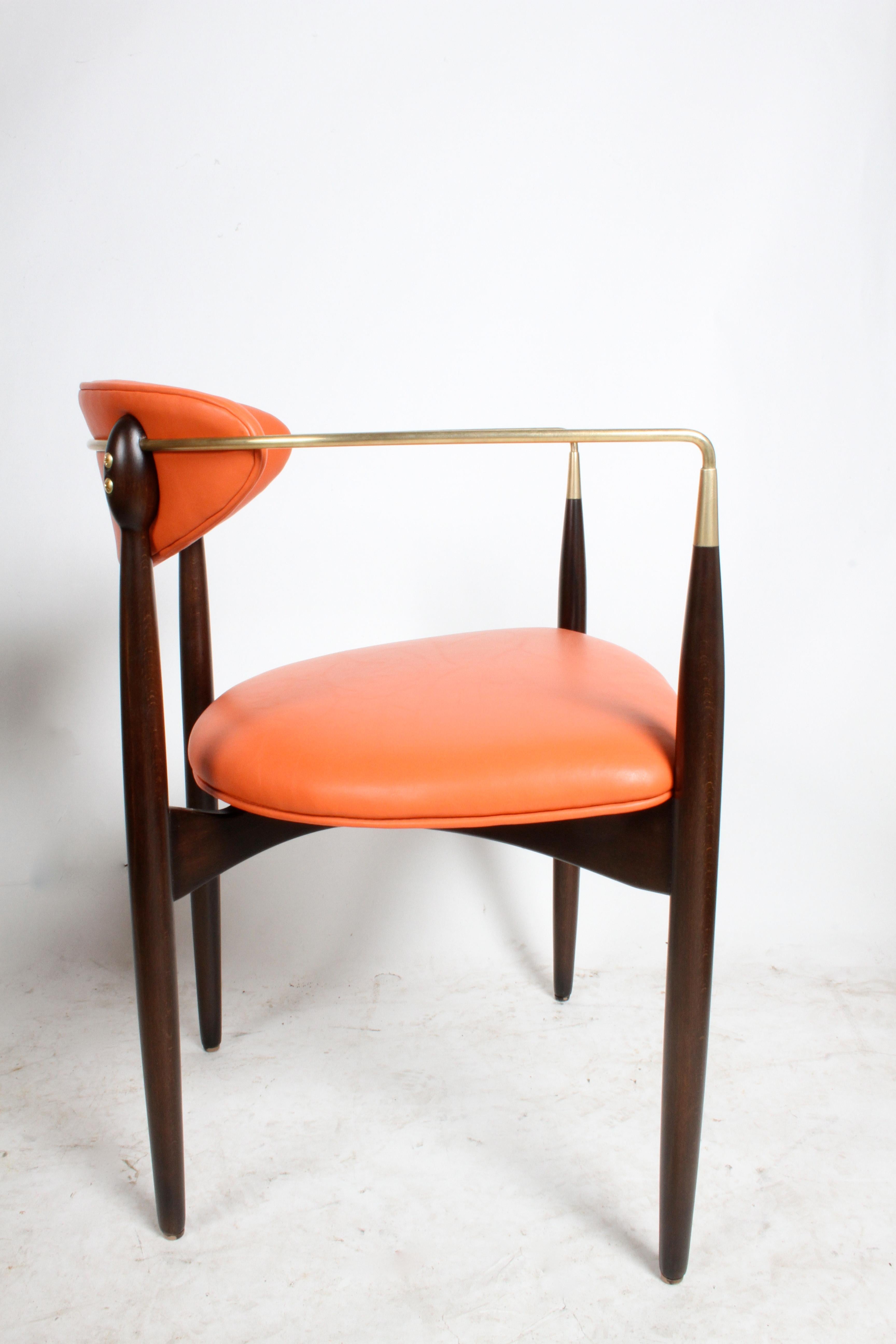 Completely Restored Dan Johnson for Viscount Mid-Century Brass Armchair 1950s In Good Condition For Sale In St. Louis, MO