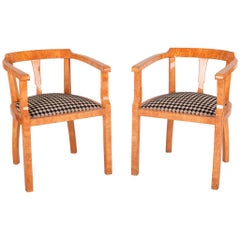 Completely Restored Pair of Art Deco Armchairs, New Upholstery, High Gloss