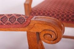 Completely Restored Pair of Oak Neo-Renaissance Armchairs, New Upholstery