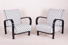 Coppia di poltrone Art Deco bianche completamente restaurate, rivestite, con finitura lucida