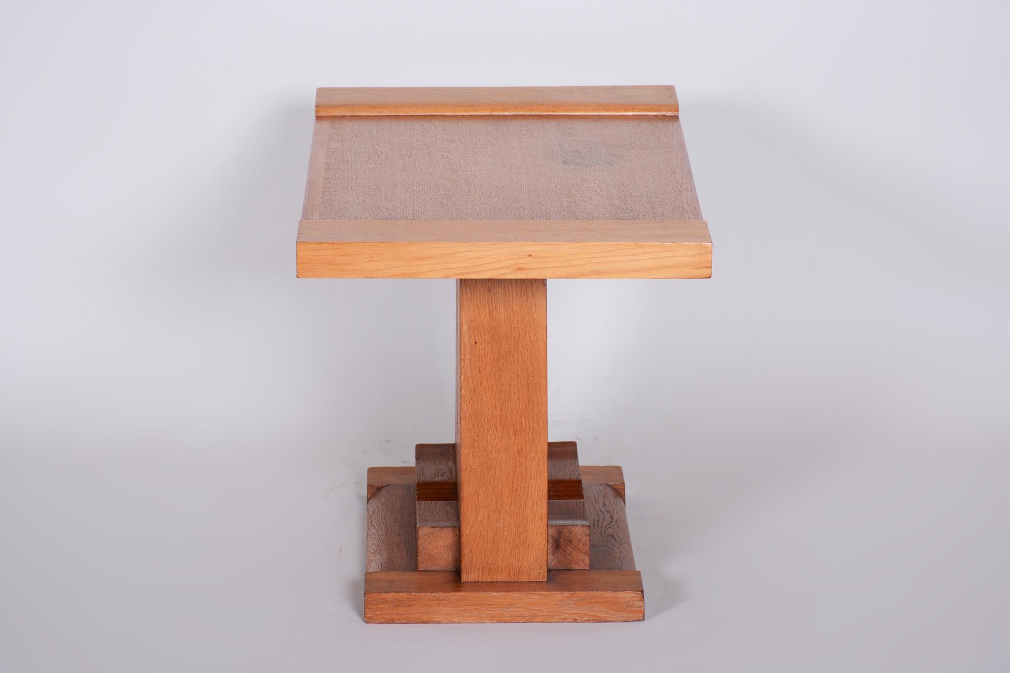 French Completely Restored Small Art Deco Oak Table, France, 1920s