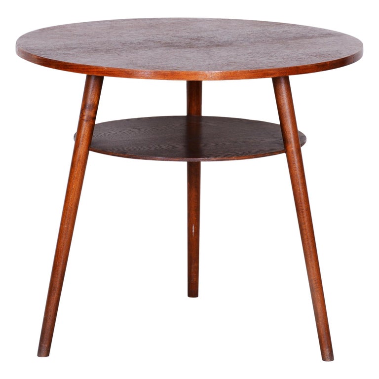 Completely Red Small Rounded Oak Coffee Table Czech Midcentury Era 1950s For At 1stdibs Completely Red Small Rounded Oak, Small Round Oak Coffee Table