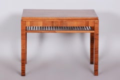 Completely Restored Unusual Brown Art Deco Walnut Coffee Table, Czechia, 1930s