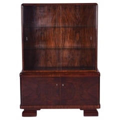 Vintage Completely Restored Walnut Art Deco Showcase from Czechia, 1930s