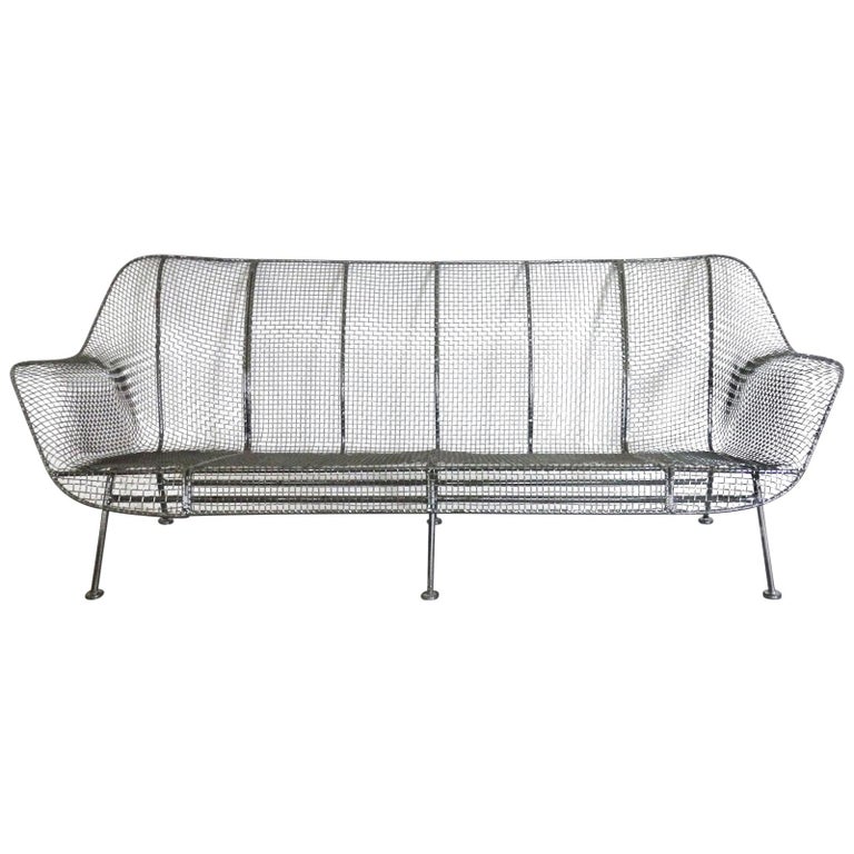 Completely Restored Woodard Full Size Wrought Iron Couch In Black