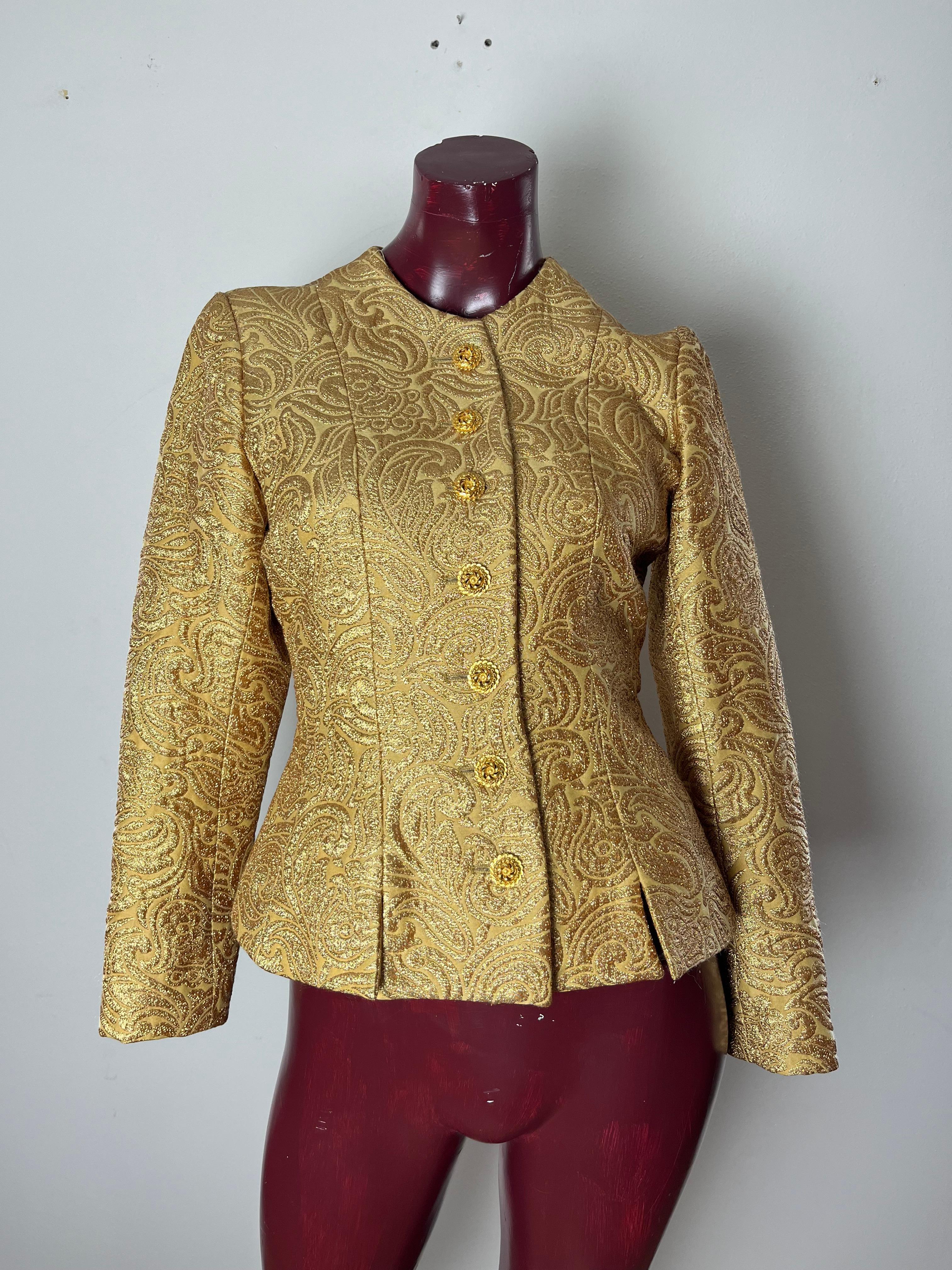 YSL gold brocade suit For Sale 6