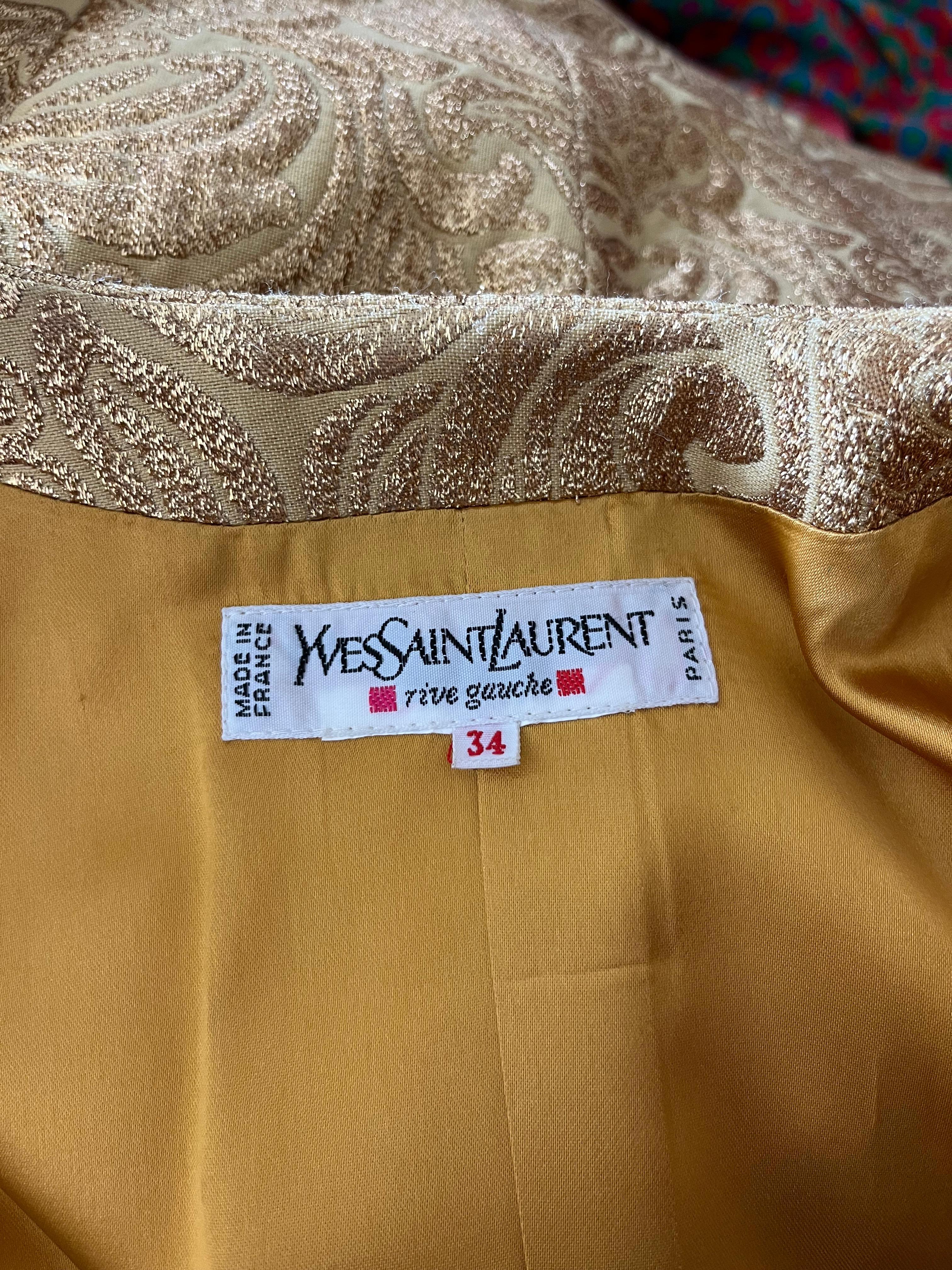 YSL gold brocade suit For Sale 10