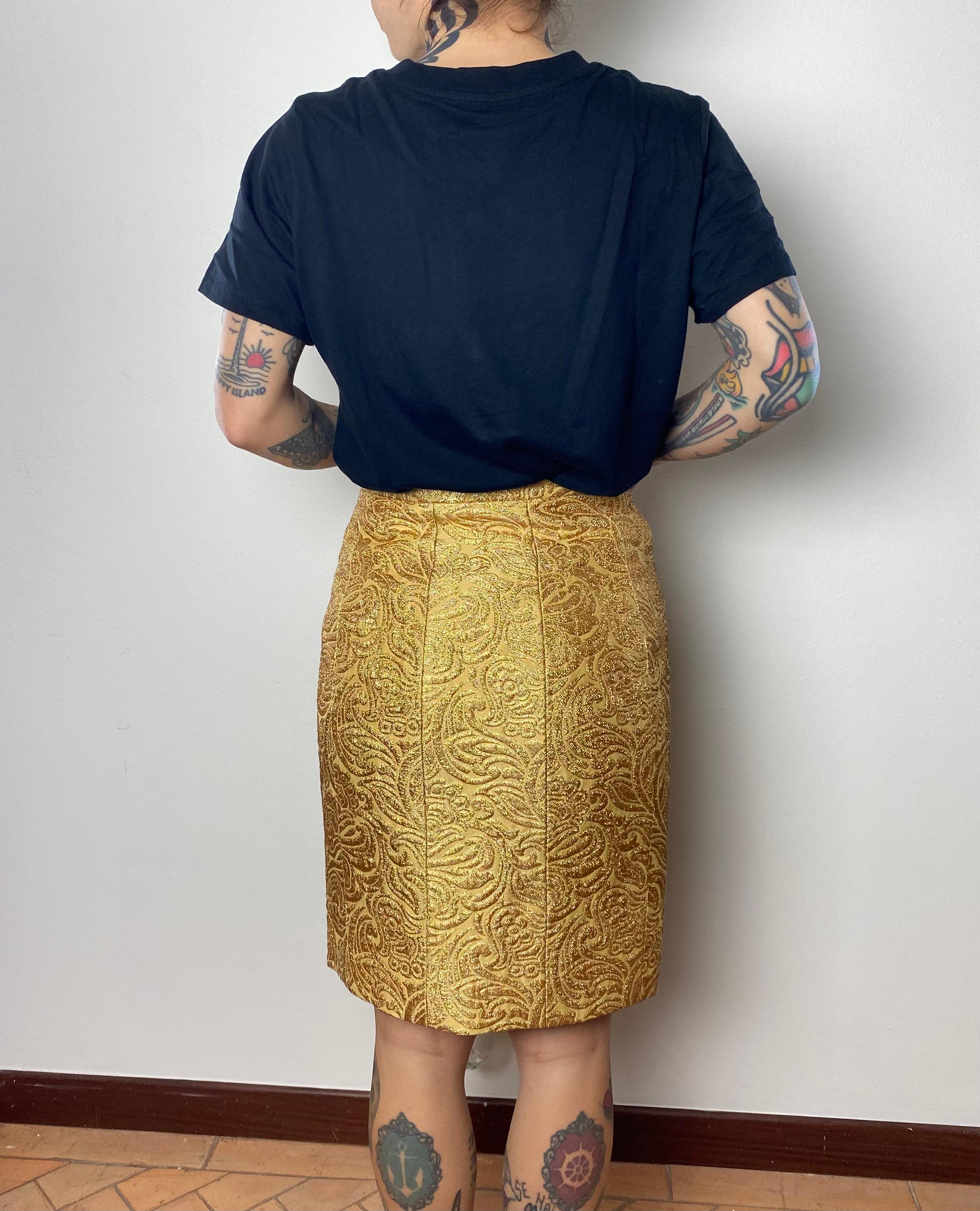 YSL-Anzug aus goldenem Brokat Damen im Angebot