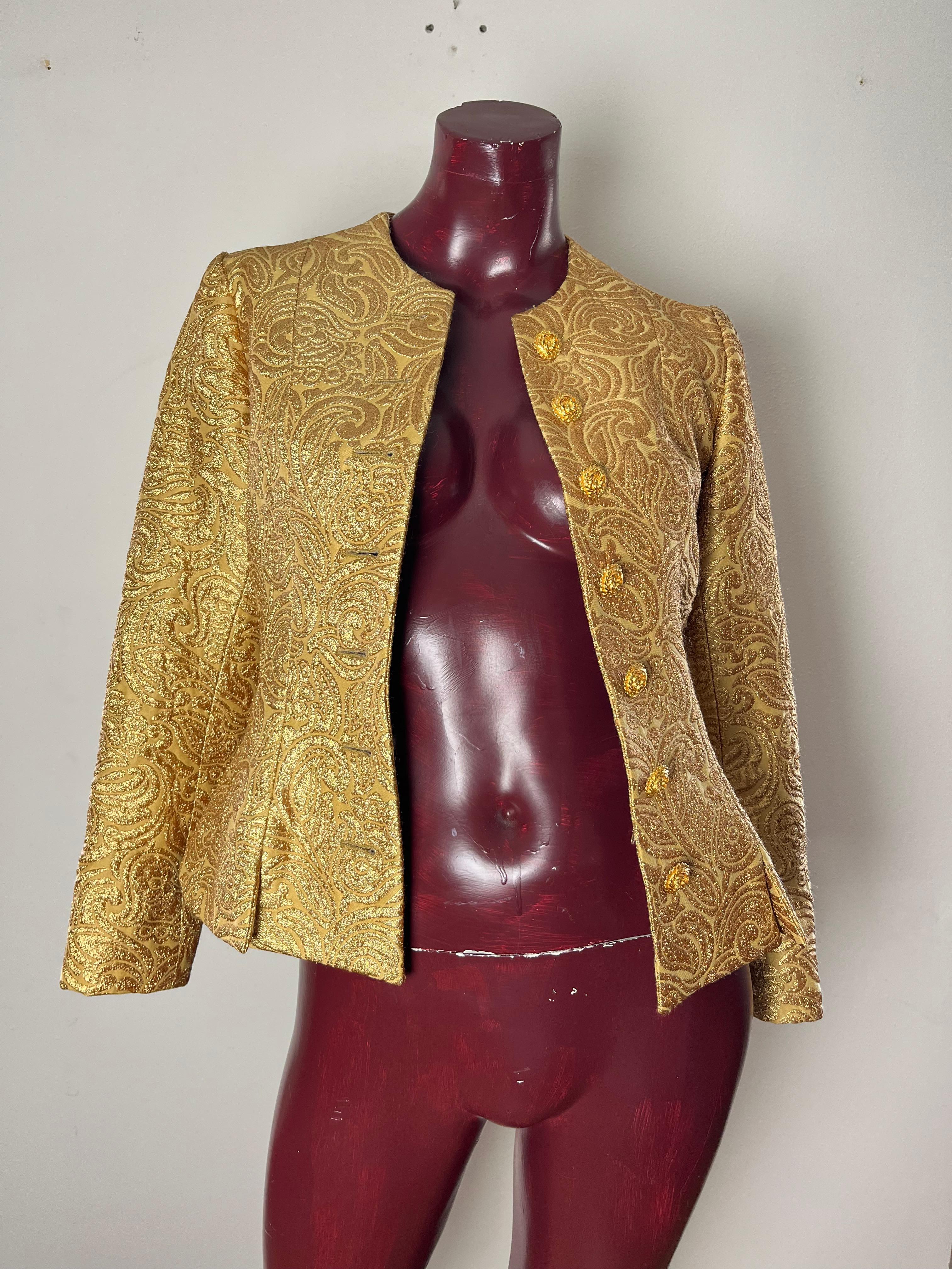 YSL gold brocade suit For Sale 3