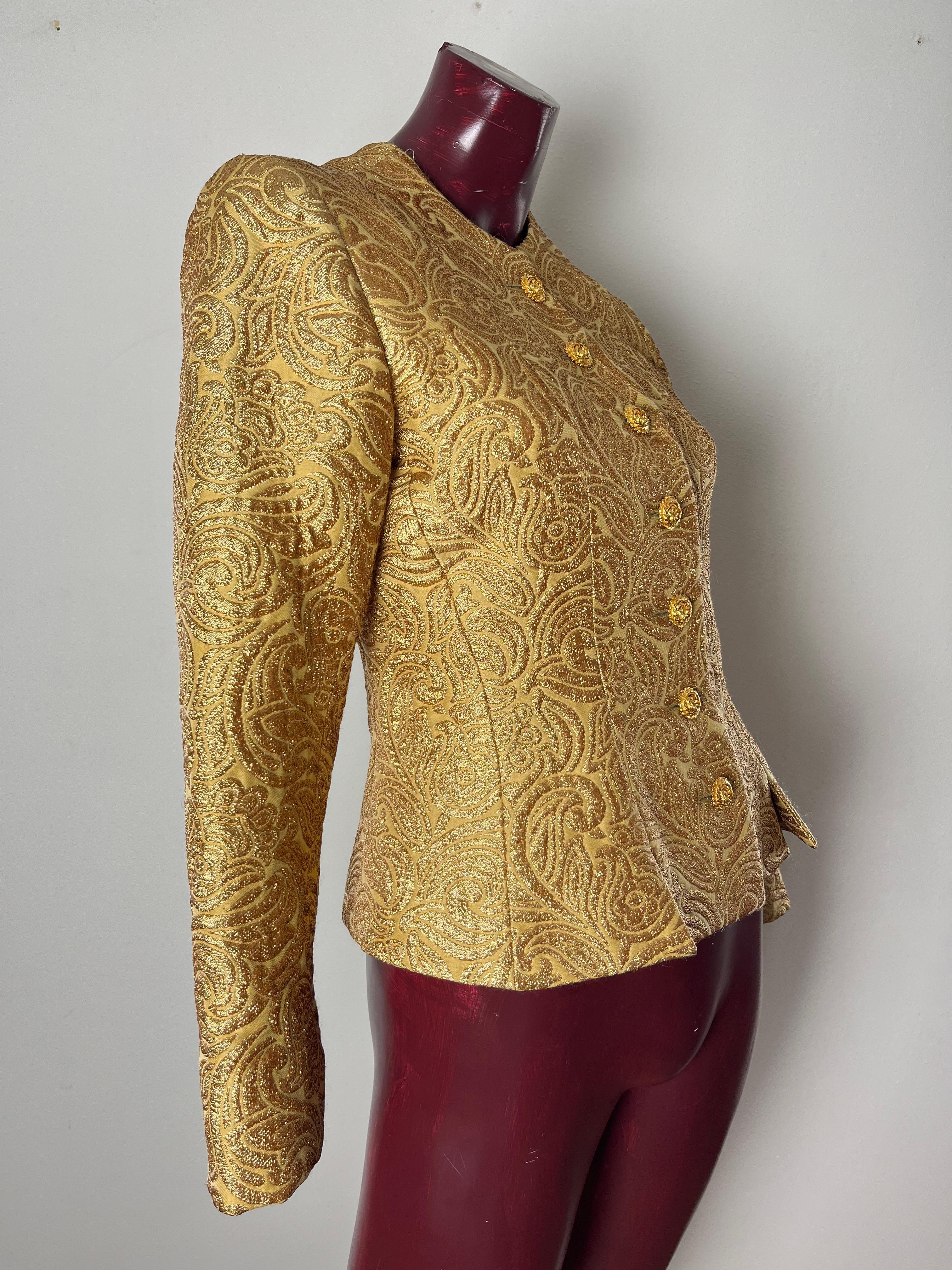 YSL gold brocade suit For Sale 4